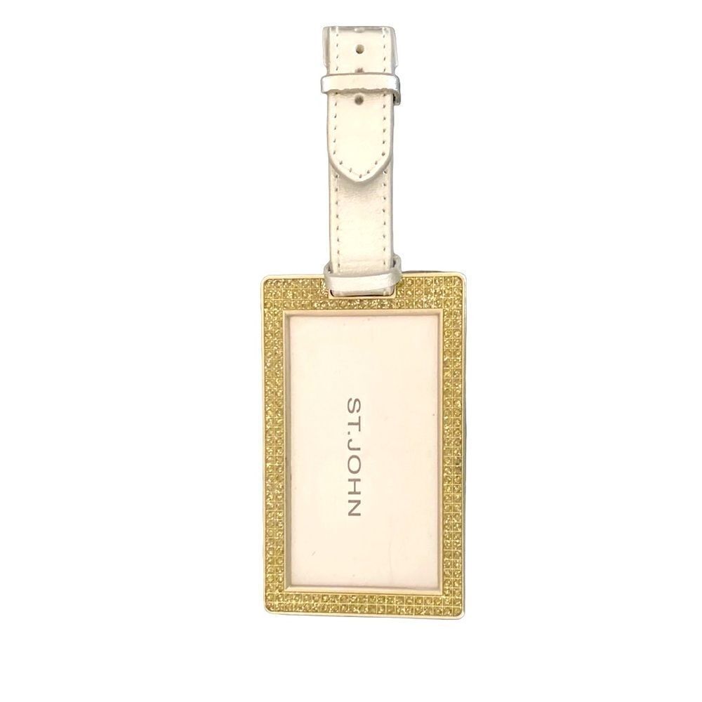 St. John Rhinestone Peridot Green Logo Luggage Tag New NWOT Travel Vacation